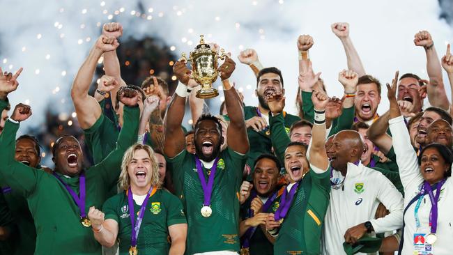 South Africa celebrate winning last year’s wildly successful tournament.