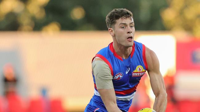 Western Bulldog Josh Dunkley resumed from a shoulder injury against the Gold Coast on Saturday but is now isolating after visiting a Covid-19 exposure site. (Photo by Russell Freeman/AFL Photos via Getty Images)