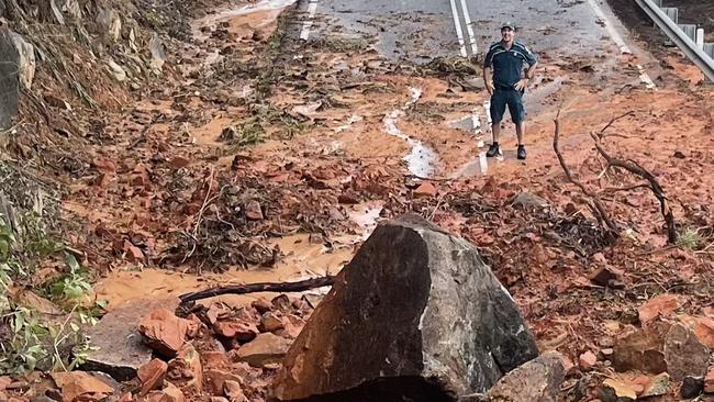 The Captain Cook Highway between Cairns and Port Douglas was severely damaged in several places by floods in mid-December. Picture: Supplied