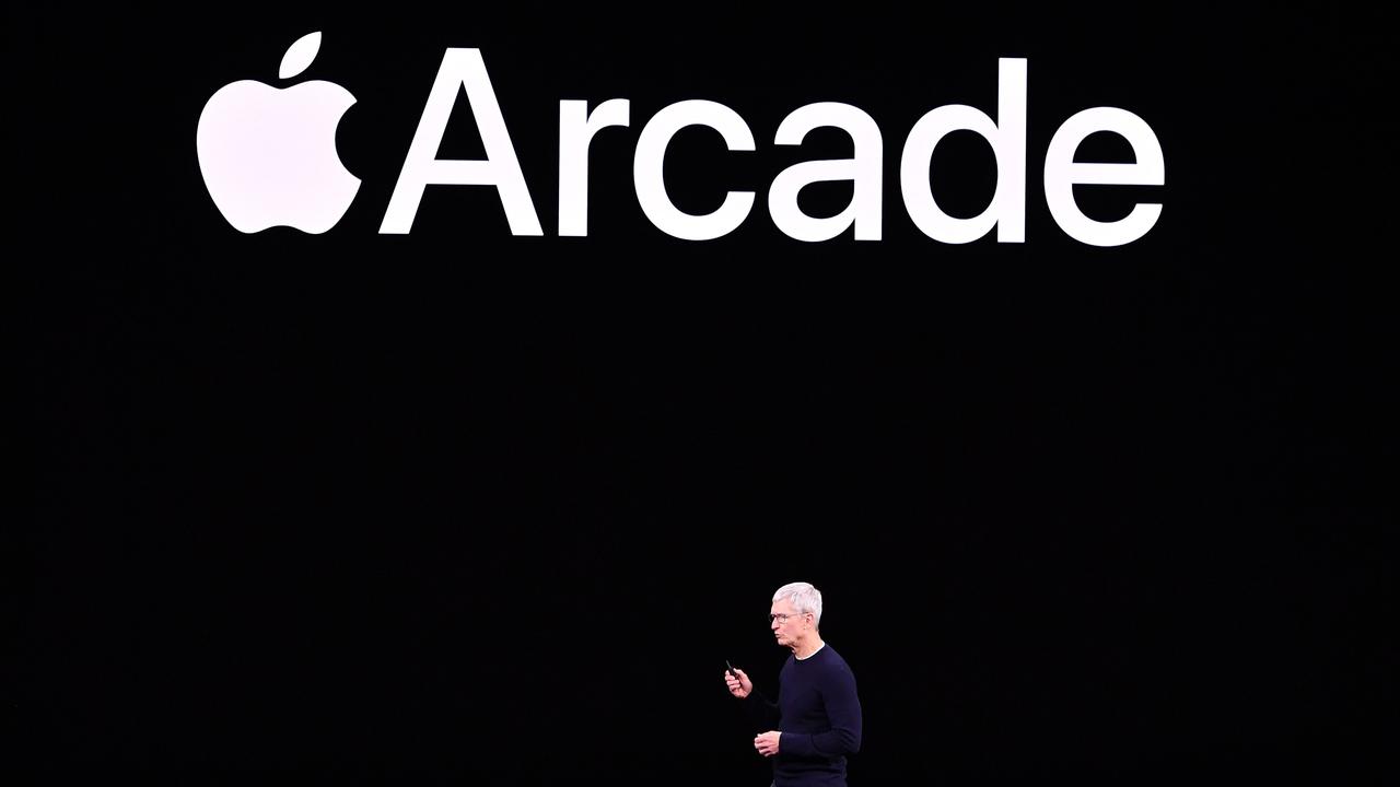 Apple CEO Tim Cook speaks onstage during Apple’s launch event in Cupertino, California. Picture: AFP