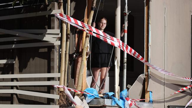 Teiah Millar surveys the damage caused by a stolen HiLux. Picture: Liam Kidston.