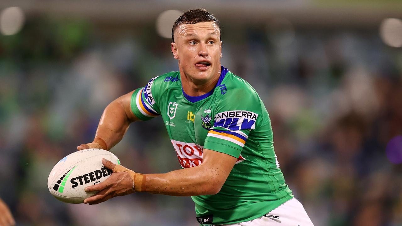 CANBERRA, AUSTRALIA - APRIL 14: Jack Wighton of the Raiders in action during the round six NRL match between the Canberra Raiders and the North Queensland Cowboys at GIO Stadium on April 14, 2022, in Canberra, Australia. (Photo by Mark Nolan/Getty Images)