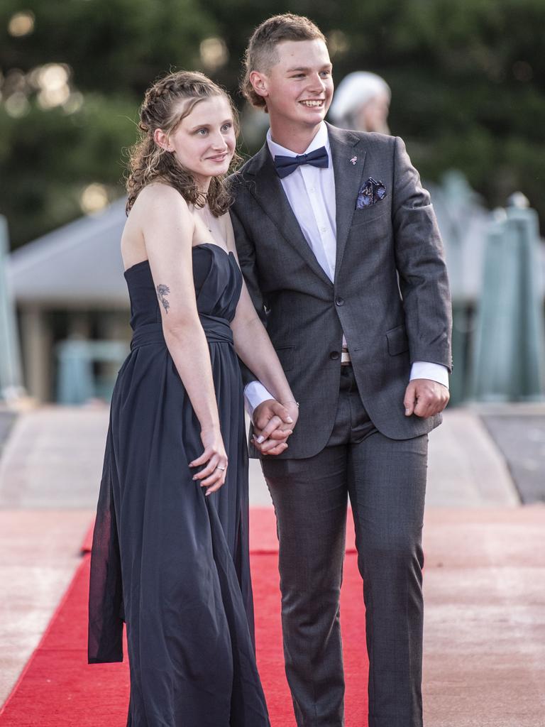 Regan Ross partnered George Kirwan. Toowoomba State High School formal at Picnic Point. Friday, September 9, 2022. Picture: Nev Madsen.