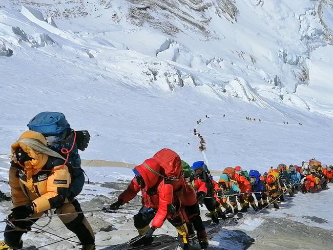 Seasoned mountaineers say the Nepal government's failure to limit the number of climbers on Mt Everest has resulted in dangerous overcrowding and a greater number of deaths. Picture: AP