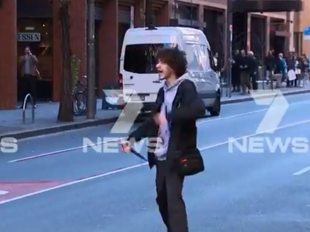 Ney allegedly went on a stabbing rampage in Sydney’s CBD yesterday afternoon. Picture: Channel 7