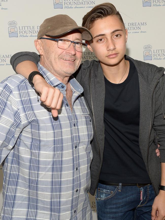 Phil Collins and son Nic Collins. Pic: Gustavo Caballero/Getty Images