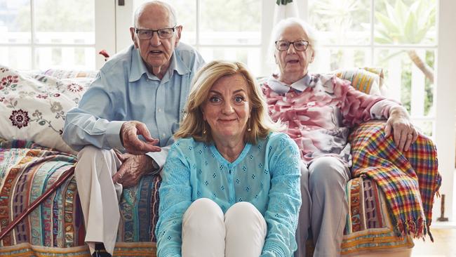 ‘When it’s not talked about you end up just reacting, lurching from crisis to crisis’: Jean Kittson with her parents, Roy and Elaine. Picture: Rob Palmer