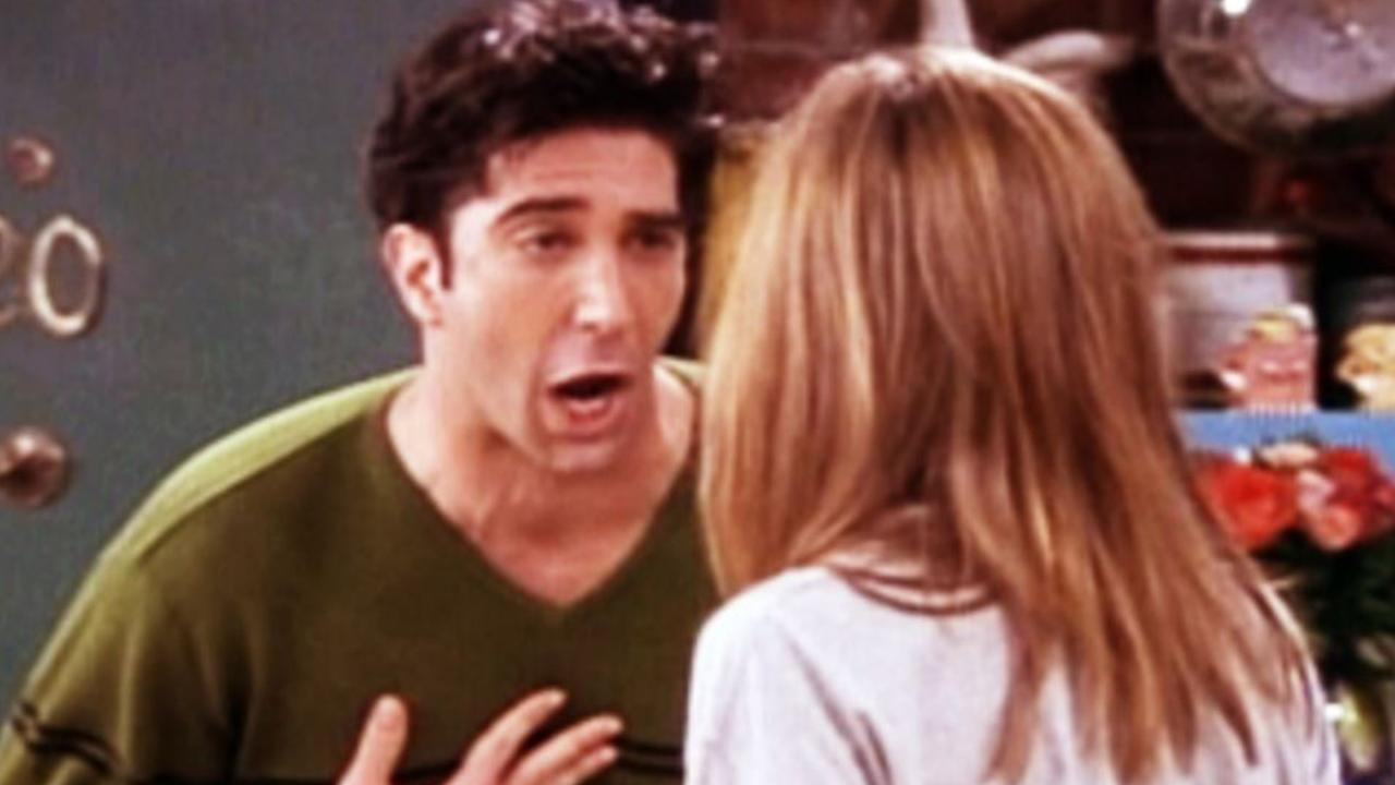 One of the many, many times a frustrated Ross tells Rachel they were ‘on a break’. Picture: Supplied