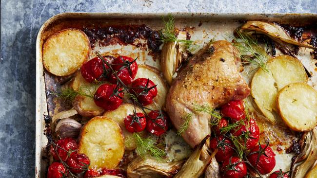 Chicken &amp; fennel tray bake. Picture: Guy Bailey.