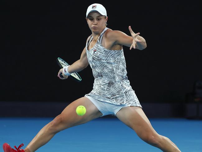 MELBOURNE.  29/01/2022. Australian Open Tennis.  WomenÃs Final.  Ash Barty vs Danielle Collins on Rod Laver Arena.   Ash Barty in action   . Photo by Michael Klein