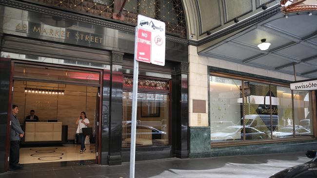 The Swissotel Hotel on Market St in Sydney, where Dr Reddy was seen. Picture: John Grainger