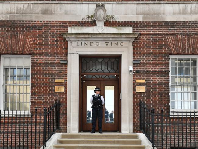 A police officers stands outside the Lindo Wing of St Mary's Hospital in Paddington, London. Picture: Dominic Lipinski/PA via AP