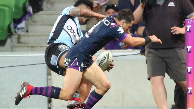 Billy Slater was penalised for a shoulder Sosaia Feki. Picture: Getty Images