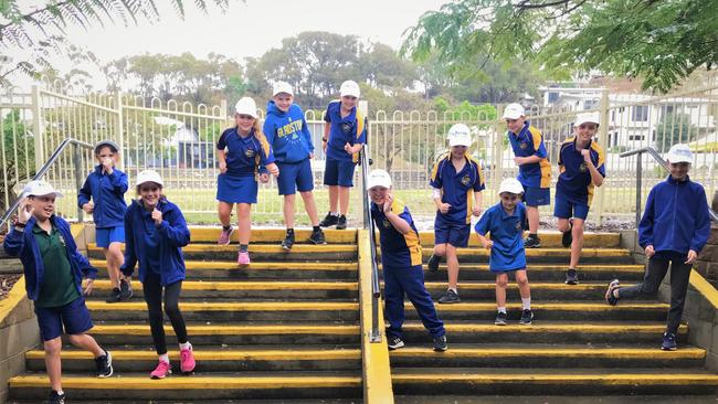 Gladstone South State School students walking as part of the GPC's Active August initiative.