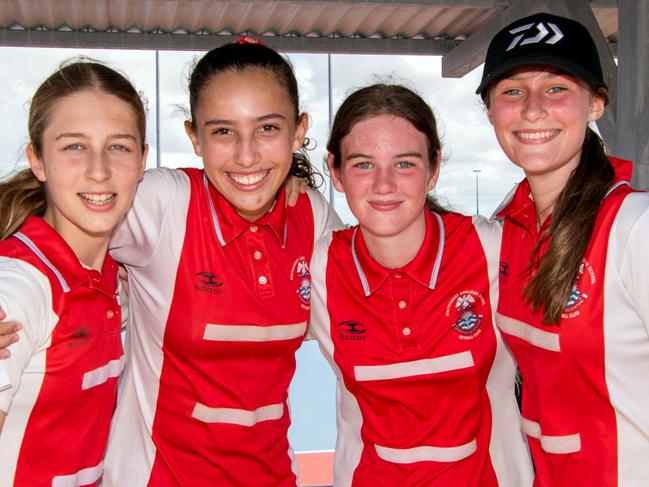 Chloe Ralph, Evelyn Ford, Jacintah Barbour and Hannah Stevenson played netball for WAS Diamond in the 2021 Mackay Netball Association 14c junior grand final.  Picture: Michaela Harlow