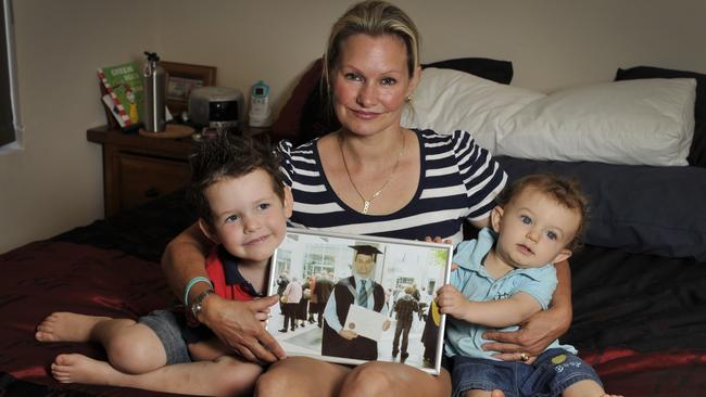 Danica Weeks is the wife of Paul Weeks who was on Malaysian Airlines flight MH370 which disappeared from radar on route between Kuala Lumpur and Beijing on March 8. pictured is Danica with her their young children Lincoln (3) and Jack (11 months) at their home