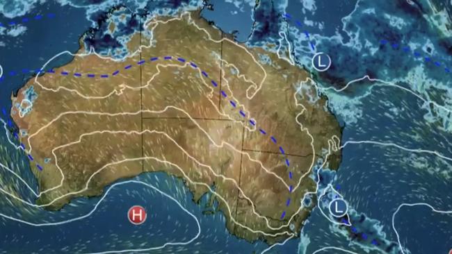 Rains forecast for NSW and a tropical low in the Top End. Picture: BOM