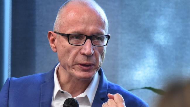 News Corp chief executive Robert Thomson took aim at the tech titans, describing Facebook as a “contemptuous middle finger” to content creators and Amazon book “scammeries” as “noxious weeds”. Picture: Tony Gough