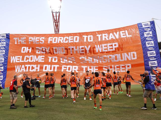 The Giants played their opening two matches in Sydney, before a 63 day gap between games at ENGIE Stadium. Picture: Phil Hillyard