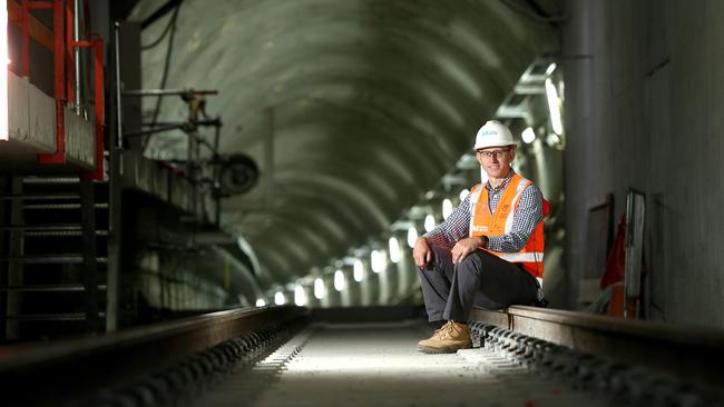 Program Director Rodd Staples in the westbound tunnel of the Sydney Metro northwest’s Bella Vista Station.