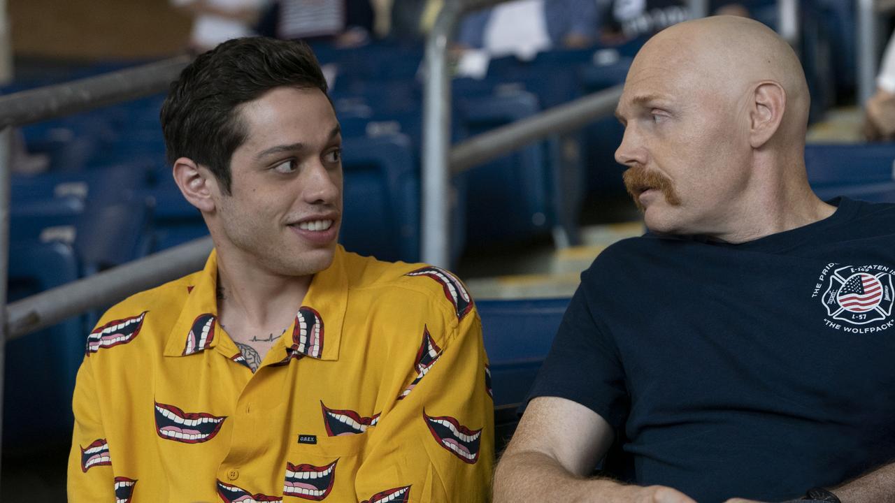 Scott Carlin (Pete Davidson) and Ray Bishop (Bill Burr) in The King of Staten Island.