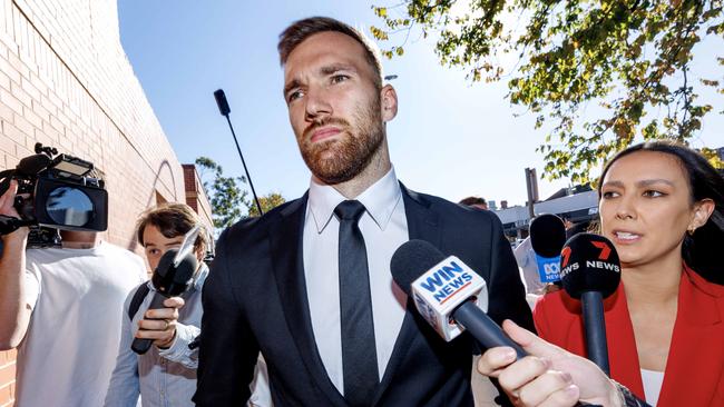 22/04/2025 Richmond footballer Noah Balta arrives at Albury Court for sentencing over the assault of a man in December. Picture: David Geraghty
