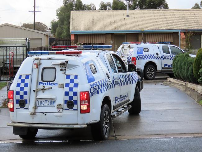 Police at the crime scene in Ballarat East. Photo: Timothy Cox