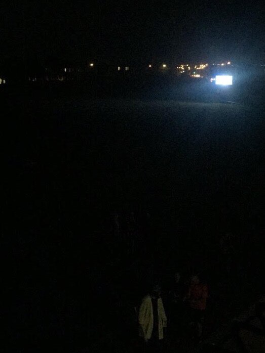 The lights go out at Brighton Beach Oval last night.