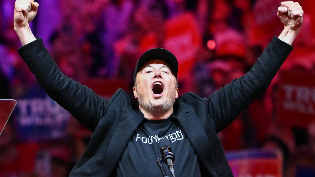 Mr Musk at a Trump rally during the presidential campaign. Picture: Angela Weiss/AFP