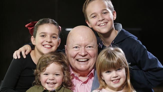 Bert Newton and his beloved grandchildren. Picture: David Caird