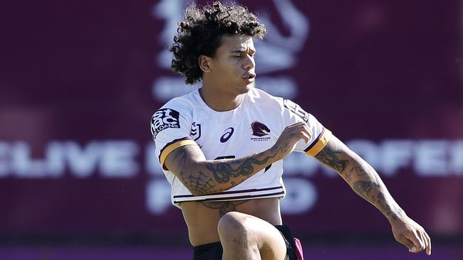 The Brisbane Broncos pictured training at Red Hill, Brisbane 7th May 2024. Tristan Sailor (Image/Josh Woning)