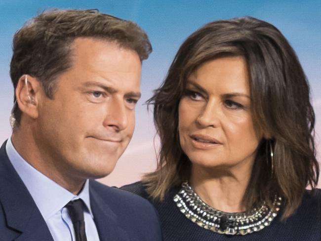 Today show cast Sylvia Jeffreys, Karl Stefanovic, Lisa Wilkinson, Richard Wilkins and Tim Gilbert on the set of the Channel 9 show