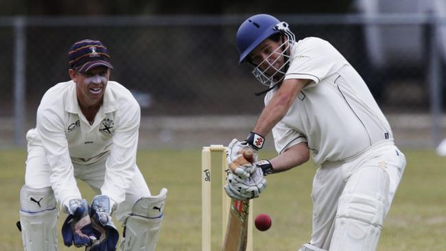 Matt Blake batting in Crib Point’s 2014 grand final appearance against Old Peninsula. Picture: Valeriu Campan