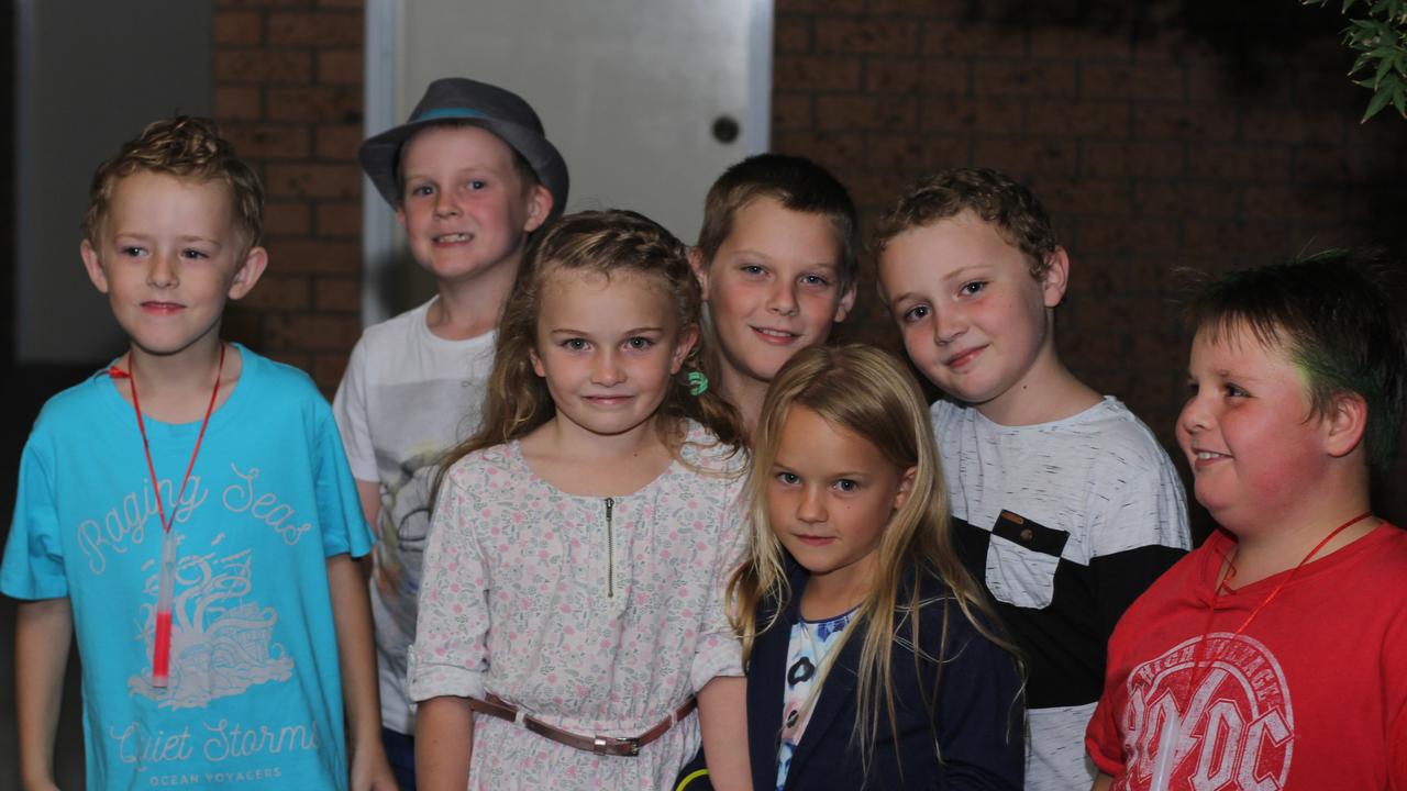 Kobi Death, Manni Maguire, Eloise Rubb, Rufous Maguire, Connor Rubb, Molly Maguire and Chellor Pozzebon at Stanthorpe Blue Light Disco on Friday, March 24.