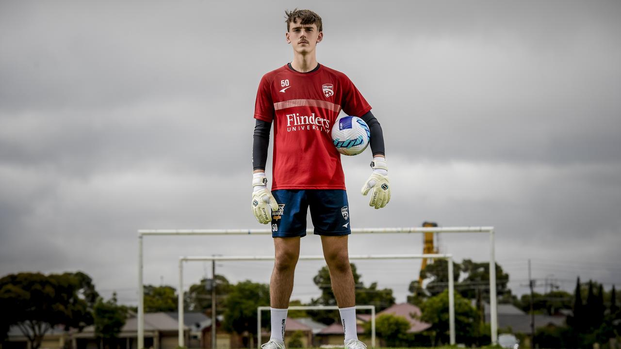 Adelaide United’s new 16-year-old goalkeeper Steven Hall. Picture: Roy VanDerVegt