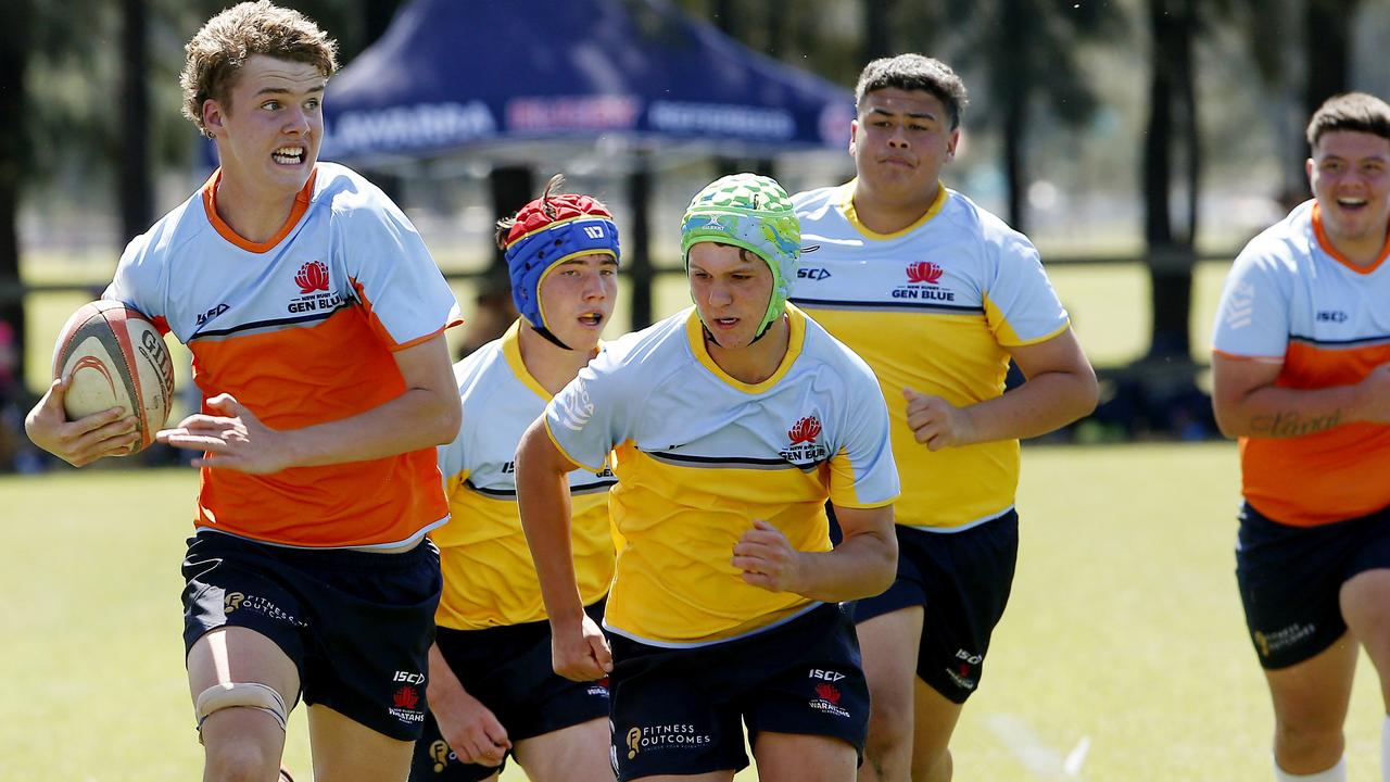 Hamish Bull is one of the tallest players and representing the Waratahs U15s. Picture: John Appleyard