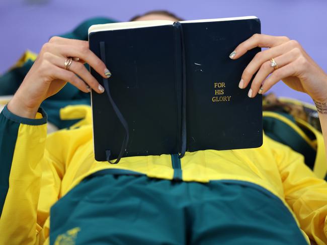 Nicola Olyslagers and her journal. (Photo by Cameron Spencer/Getty Images)