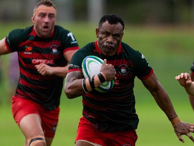 Setefano Cakaunivalu playing for South Darwin in the Darwin Rugby Union competition.