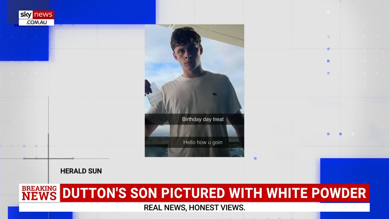 Peter Dutton’s son photographed holding a clear bag of white substance