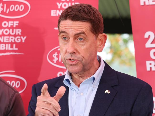 Premier Steven Miles and Treasurer Cameron Dick at Bongaree on Tuesday announcing a re-elected Labor government will build a new bridge to Bribie Island. Picture Lachie Millard