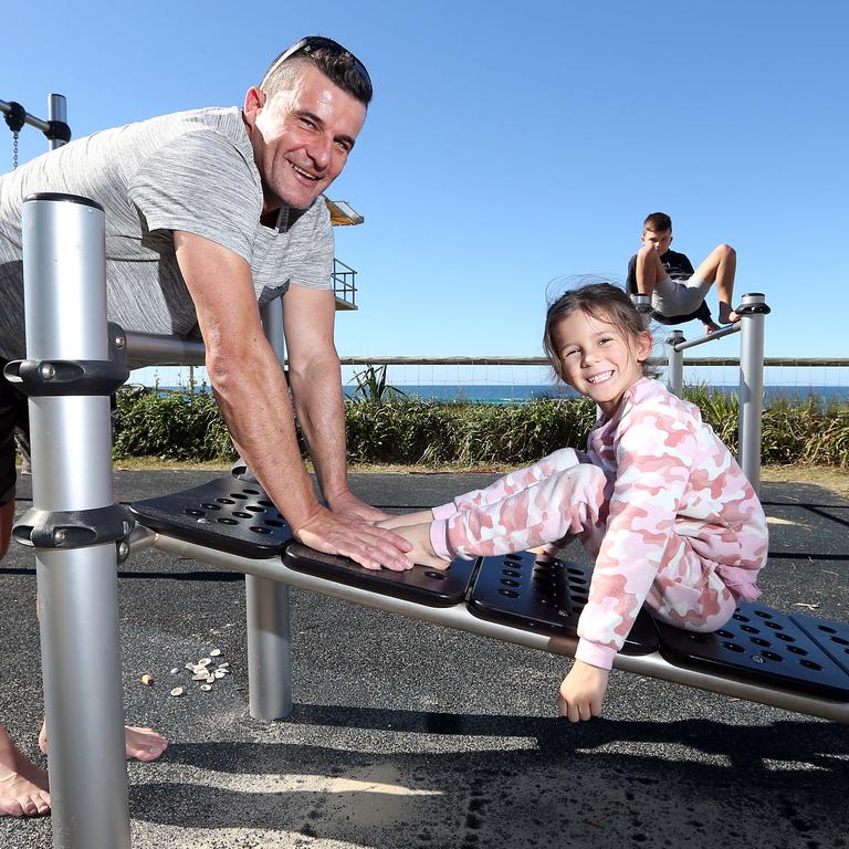 Adrian Melville with kids Paris Melville (5) and Beau Melville (8).