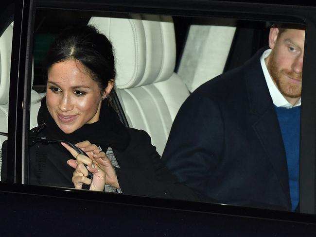 Prince Harry and fiancee Meghan Markle leave after their visit to Star Hub on January 18, 2018 in Cardiff, Wales. Picture: Getty