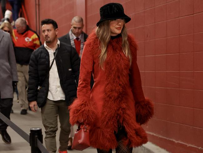 The pop superstar heads to the game between the Kansas City Chiefs and the Houston Texans at Arrowhead Stadium. Picture: Getty Images