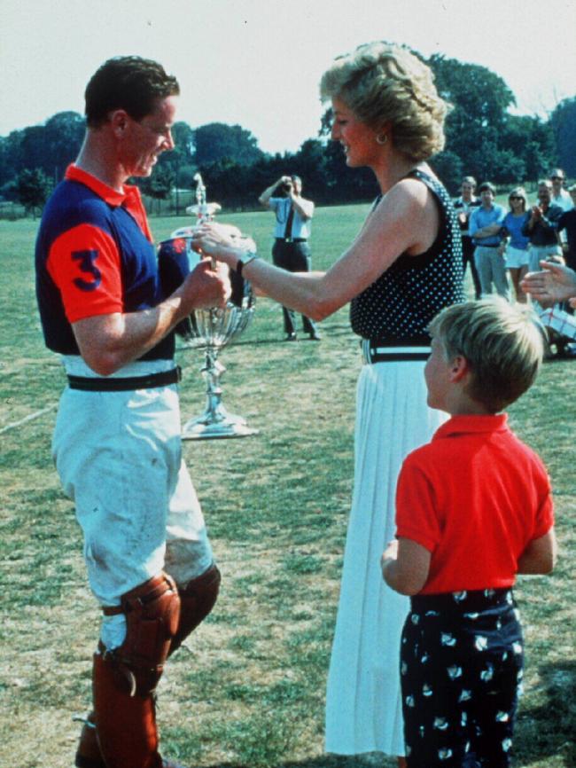 Diana Princess of Wales presenting Major James Hewitt with a trophy in 1994.