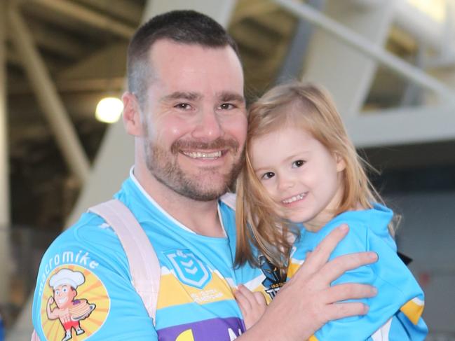 Titans vs. Dolphins at Cbus Stadium.Daniel and Ella-Rose Ferguson.30 March 2024 Robina Picture by Richard Gosling