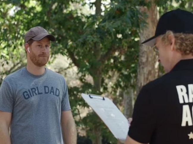 Harry watches as Kiwi actors Rhys Darby rates his green credentials during his 2018 visit to New Zealand.