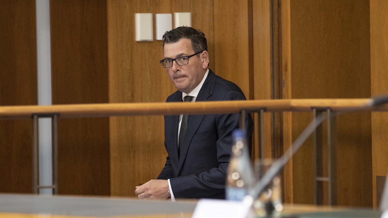 Victorian Premier Daniel Andrews arrives for the presser. Picture: NCA NewsWire / Gary Ramage