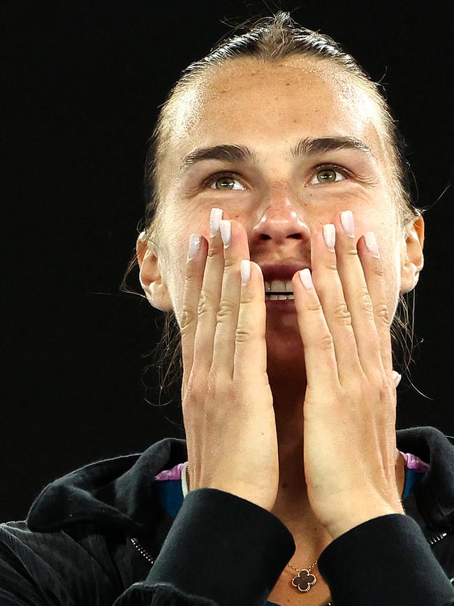 Sabalenka was all smiles after her win.