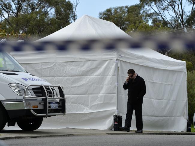 The murder scene in Orelia, a southern suburb of Perth, after Aaron’s body was found. File picture