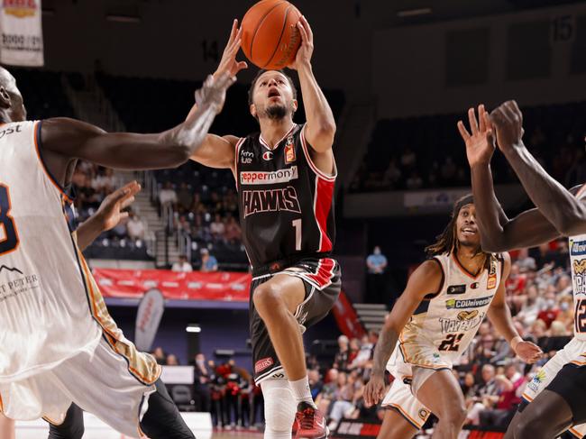 Guard Tyler Harvey needs to aim up for the Hawks to make the finals. Photo: Jenny Evans/Getty Images.